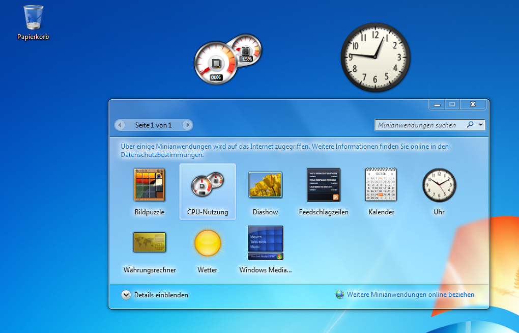 Die ganzen Widgets, die man sich auf den Desktop legen konnte, zeigten den Ressourcenverbrauch nicht nur an, sondern trugen dazu bei.
