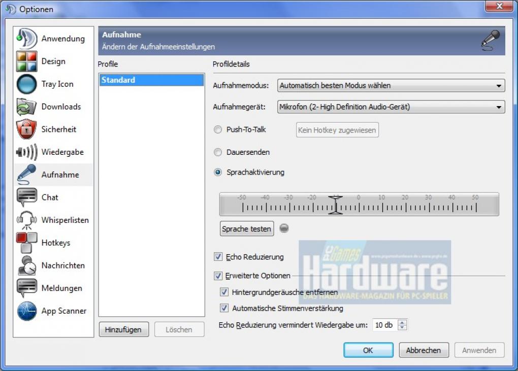 Wie gehabt hört man Sie per Hotkey, Sprachaktivierung oder permanent.