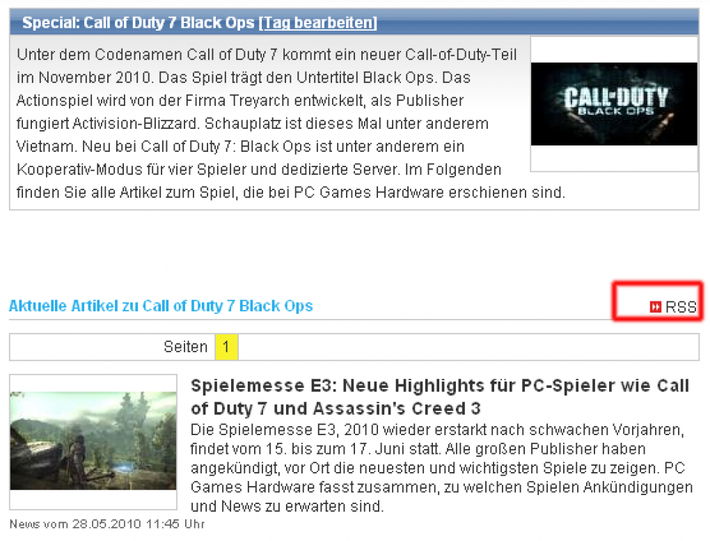 Themenwebseiten mit RSS-Feed-Funktion