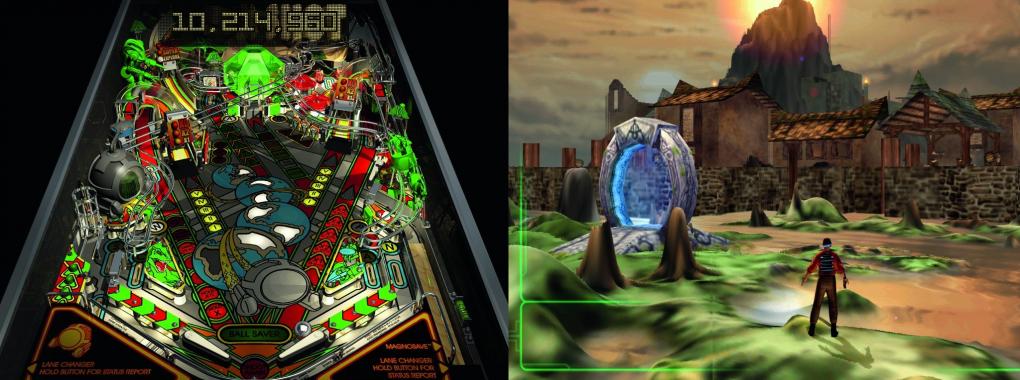 Von 2D-Grafik und Voxel-Exoten: Grafik aus der Prä-3D-Zeit muss nicht häßlich sein. Wie Pro Pinball: Timeshock (links) stellvertretend für das Flipper-Genre beweist, können auch 2D-Spiele durchaus hübsch sein. Im rechten Bild sehen Sie Outcast, das ähnlich wie Novalogics Comanche eine Voxel(-Space)-Technik zur Darstellung der Spielwelt nutzt.