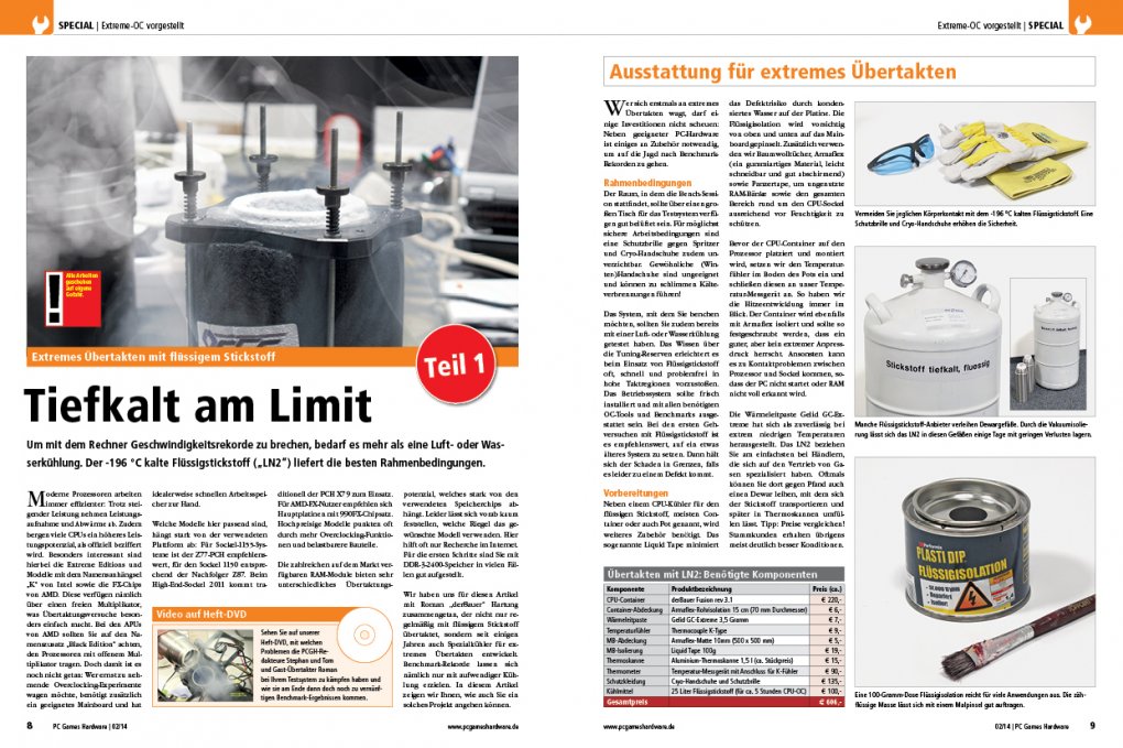 PCGH 02/2014: Die ersten beiden Seiten des umfangreichen Extreme-Overclocking-Specials (2)