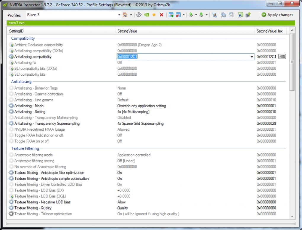 Risen 3 Nvidia Inspector: AA-Bits