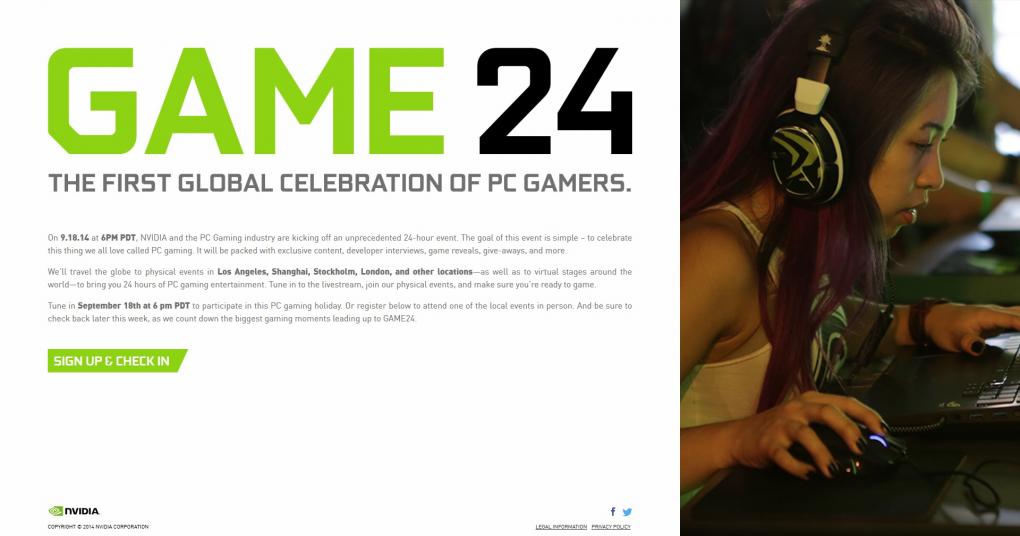 Nvidia Game24: Veranstaltung zu Ehren des PC-Gamings am 19. September - Vorstellung der GTX 900?