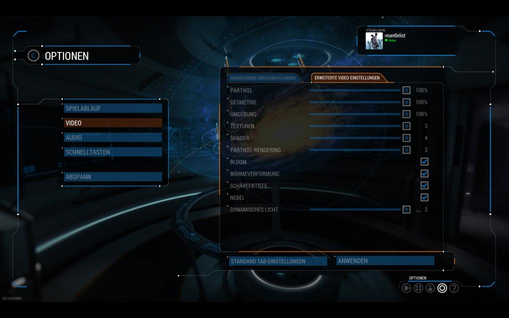 Grey Goo: Grafik-Einstellungsmenü