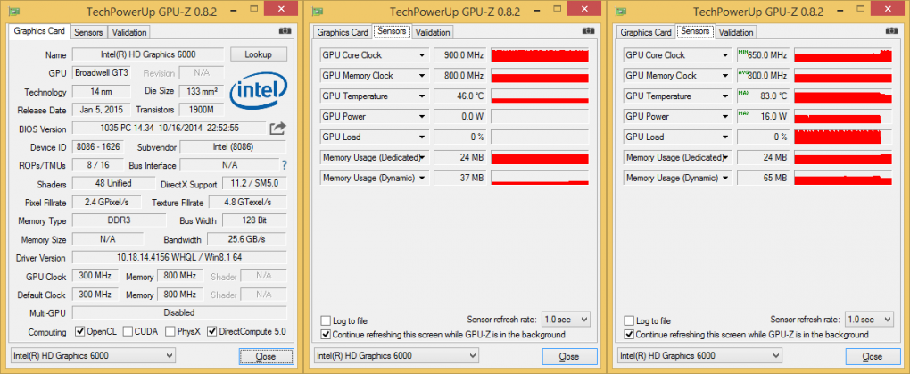 Intel Core i5-5250U (NUC5i5RYH) im PCGH VGA Tool (rechts)