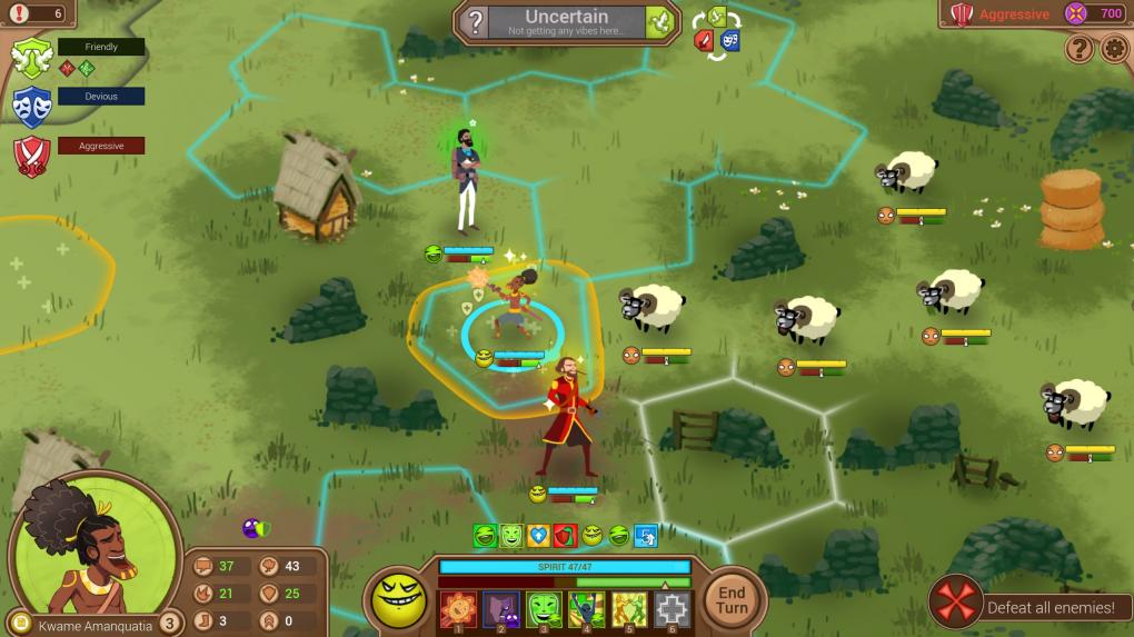 Renowned Explorers im Test: So sieht ein Taktikkampf aus - hier gegen schwächliche Schafe.