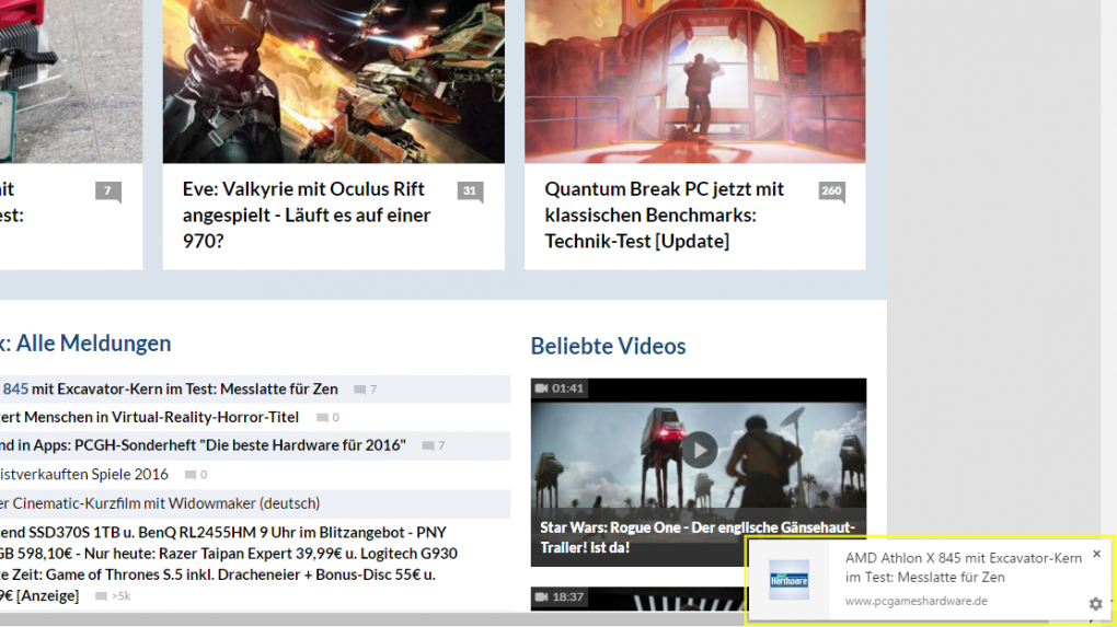 Intern: Desktopbenachrichtigungen auf PC Games Hardware (1)