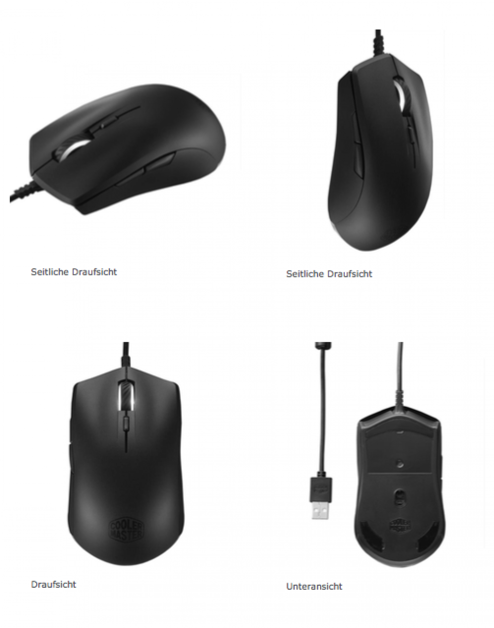 Verschiedene Ansichten der Cooler Master Mastermouse Lite S