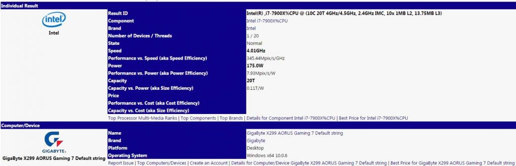 Das Datenblatt zeigt die vermeintlichen Details zum i9-7900X, hier unter falscher Bezeichnung i7-7900X.