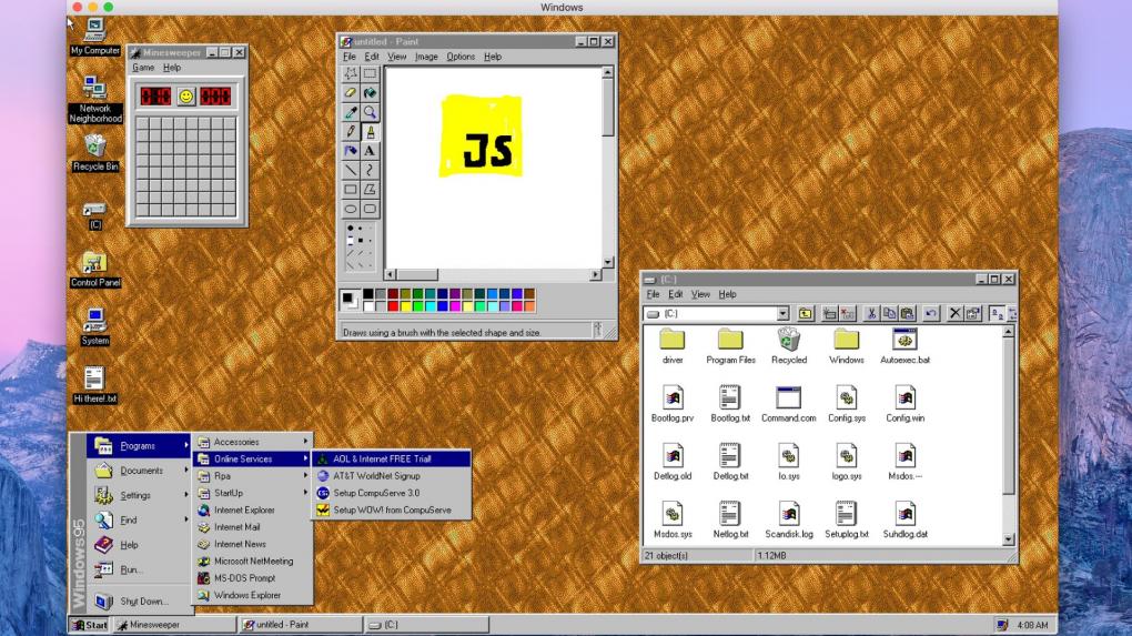 Windows 95 als App für Windows, macOS und Linux.