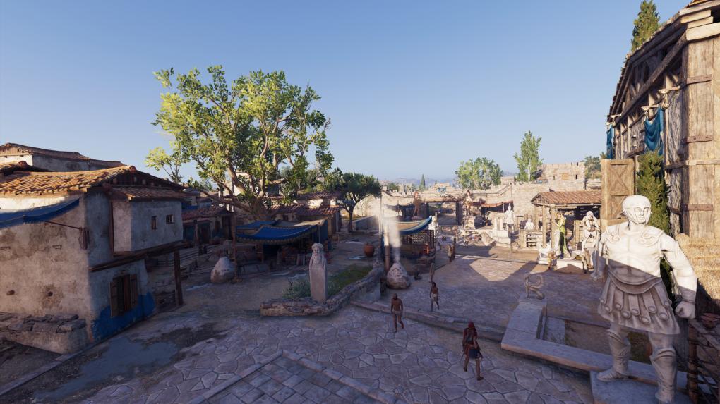 Assassin's Creed Odyssey – In Stadtgebieten liegt die CPU-Last wie schon in Origins sehr hoch. Im Bild sehen Sie die von unsere CPU-Messungen genutzte Szene in Athen. Odyssey kann allerdings analog zum Vorgänger viel Leistung aus zusätzlichen Prozessorkernen schöpfen.