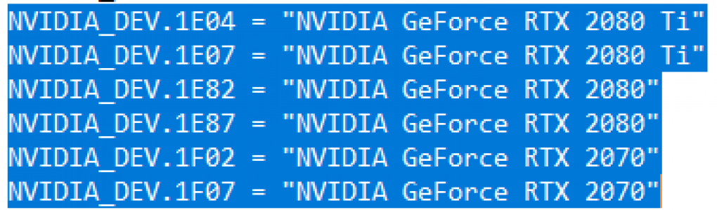 Nvidia Display Driver Inf A and Non A Turing GPUs