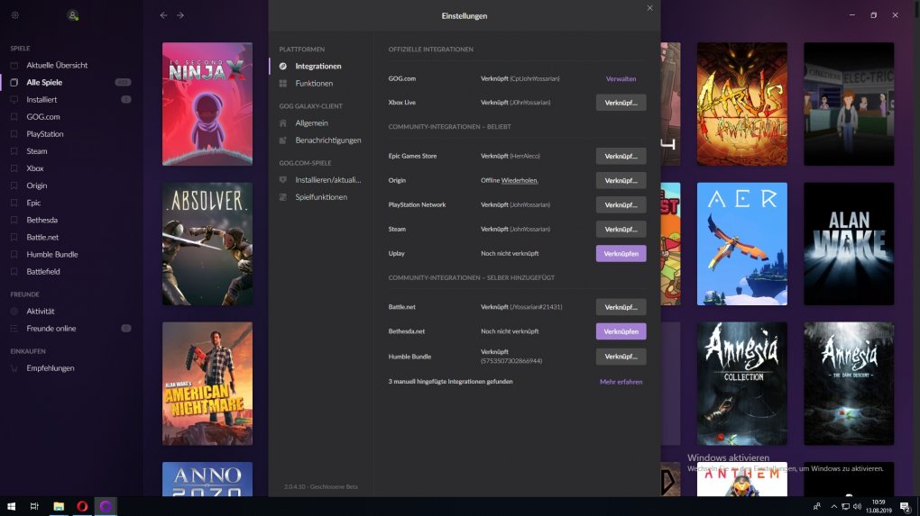 Gog Galaxy 2.0: Verknüpfen in Gog Galaxy 2.0