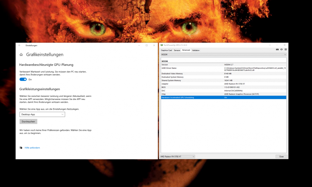 Radeon RX 5700 XT + RSAE 20.5.1 Beta: HWS aka HAGS enabled