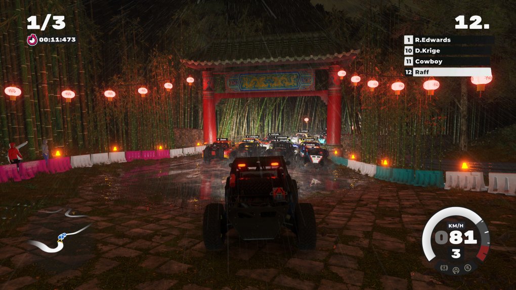Dirt 5 im Techniktest: Ausschnitt aus der Worst-Case-Benchmarksequenz