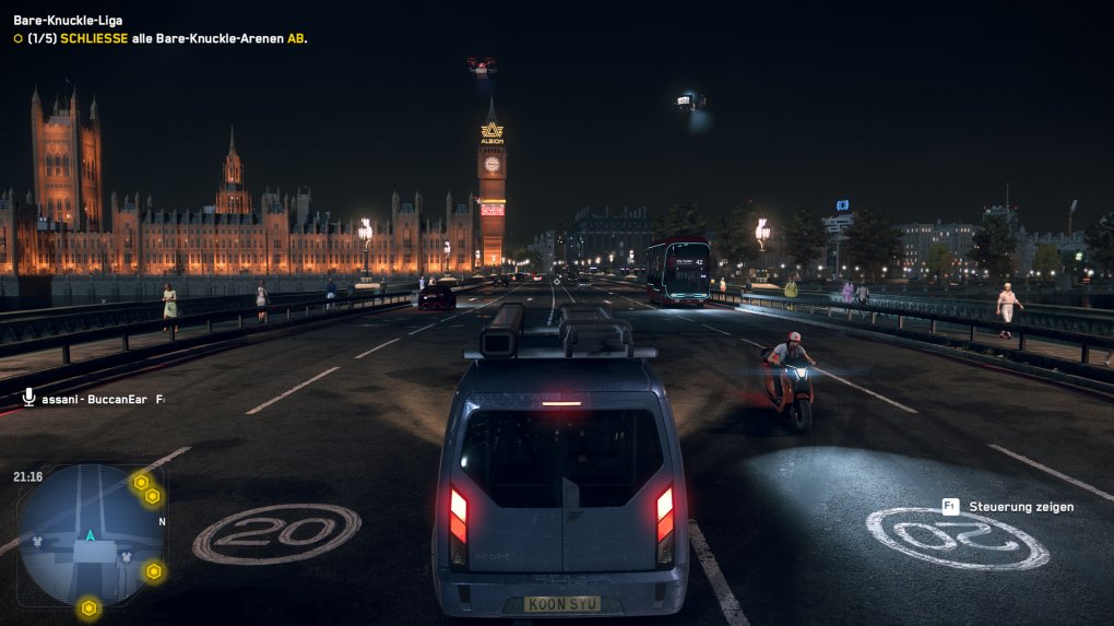 Watch Dogs Legion: Die PCGH-Benchmarksequenz - ab hier fahren wir 20 Sekunden in Richtung 'Big Ben'