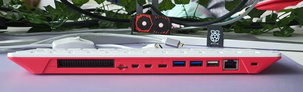 Raspberry Pi 400: Anschlüsse an der Rückseite
