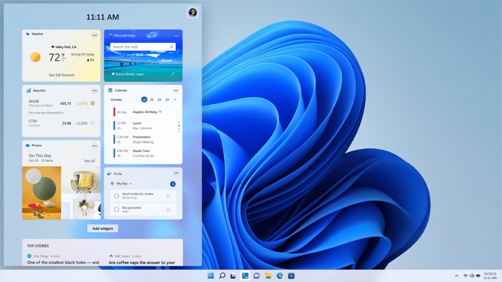 Kalender-Widget neben weiteren