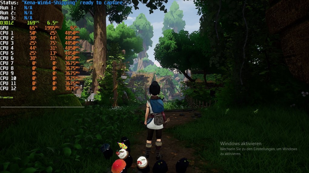 Kena beziehungsweise die verwendete Unreal Engine 4 adressiert vorrangig die ersten sechs Kerne inklusive SMT des Prozessors, je nach Last wird die Arbeit auch manchmal auf andere Kerne verteilt, merklich mehr als sechs werden es aber kaum.