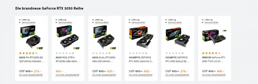 Geforce RTX 3050 bei Saturn.de