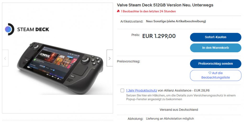 Steam Deck: Horrorpreise auf Ebay