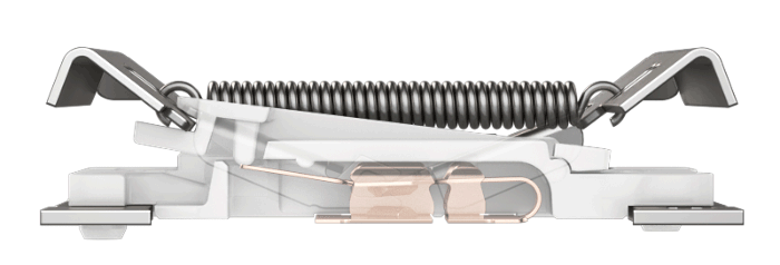 Bei den MX ULP wird die Spannfeder horizontal verbaut, um eine niedrigere Bauform zu ermöglichen. Die Verwendung normaler mechanischer Tastenkappen ist dadurch aber nicht mehr möglich.
