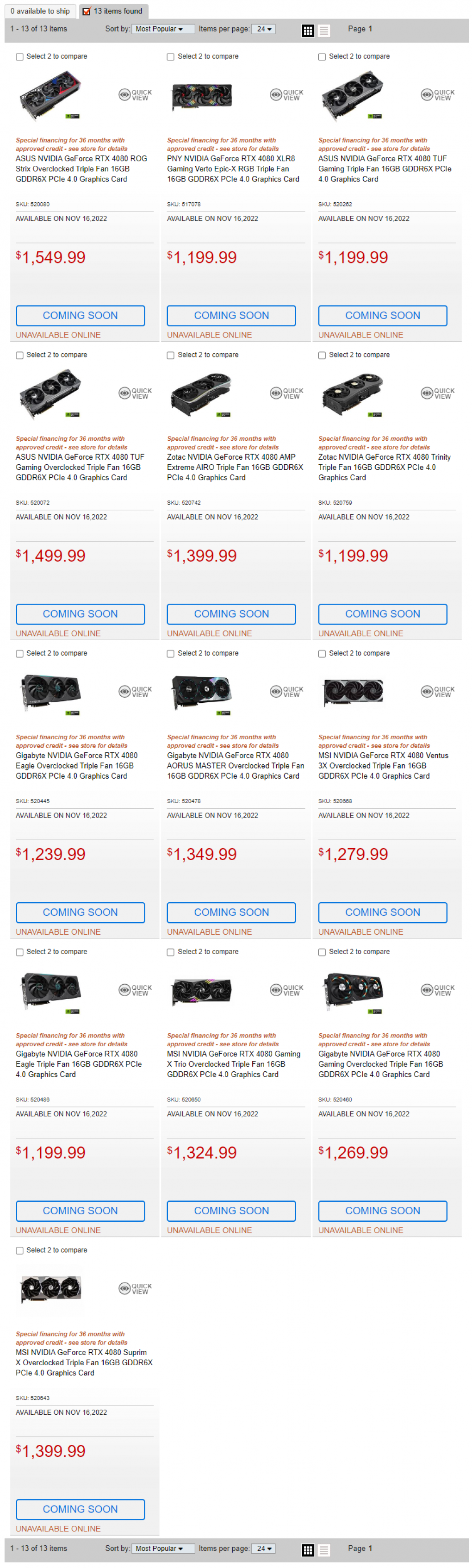 Geforce RTX 4080: US-Händler nennt Preise für Custom-Designs (2)