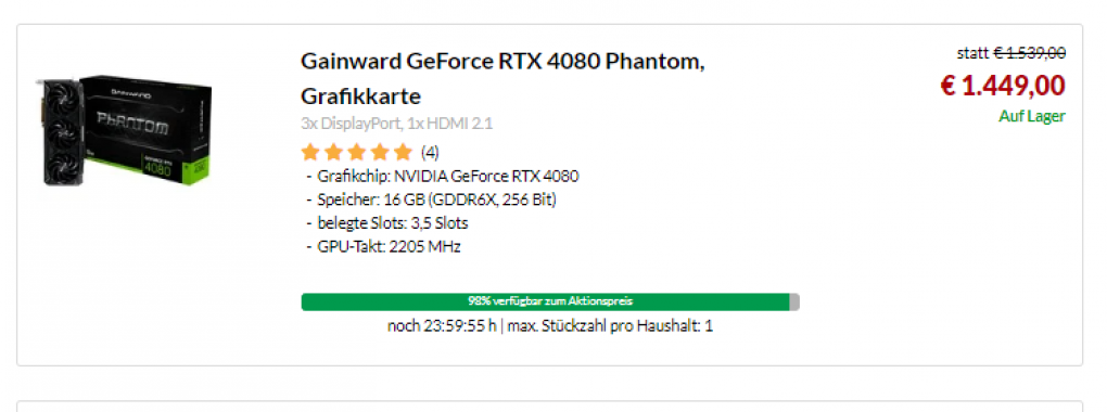 <strong>RTX 4080 unbeliebt</strong>: Alternate unterbietet sogar die UVP im Tages-Deal (1)