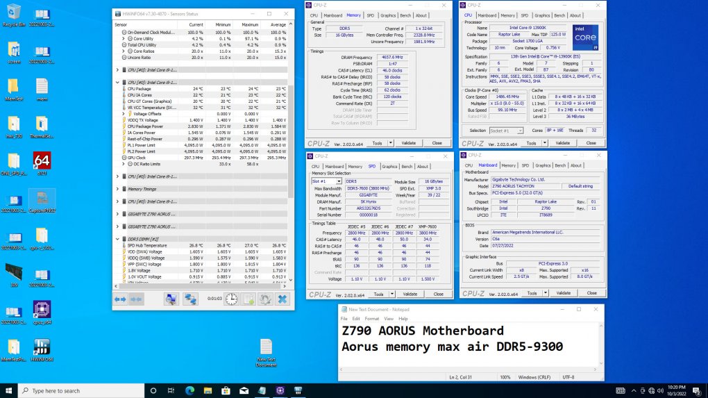 Gigabyte hat DDR5-RAM auf dem Z790 Aorus Tachyon mit DDR5-9300 betrieben.