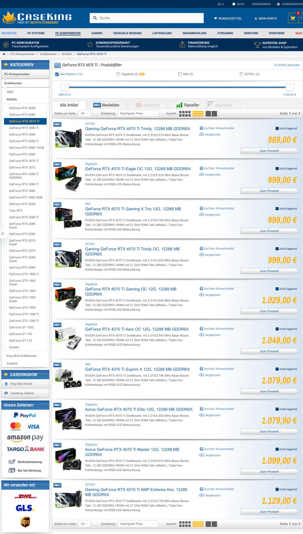 <strong>Geforce RTX 4070 Ti:</strong> Keine Karte zur UVP