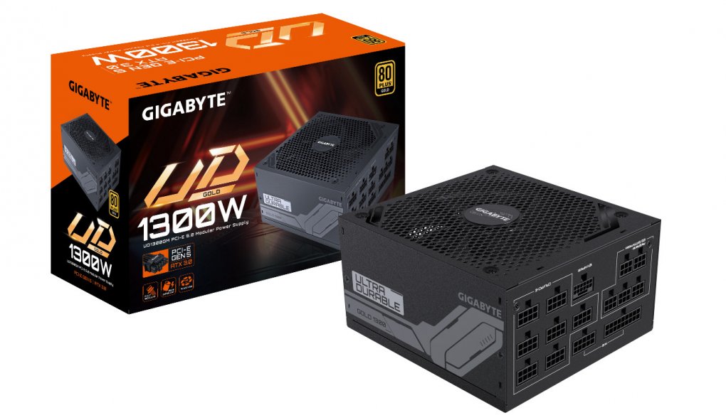 Das Gigabyte UD1300GM PG5 bietet neben zahlreichen Buchsen für ältere Grafikkarten auch einen Anschluss für den neuen 12VHPWR-Stecker.