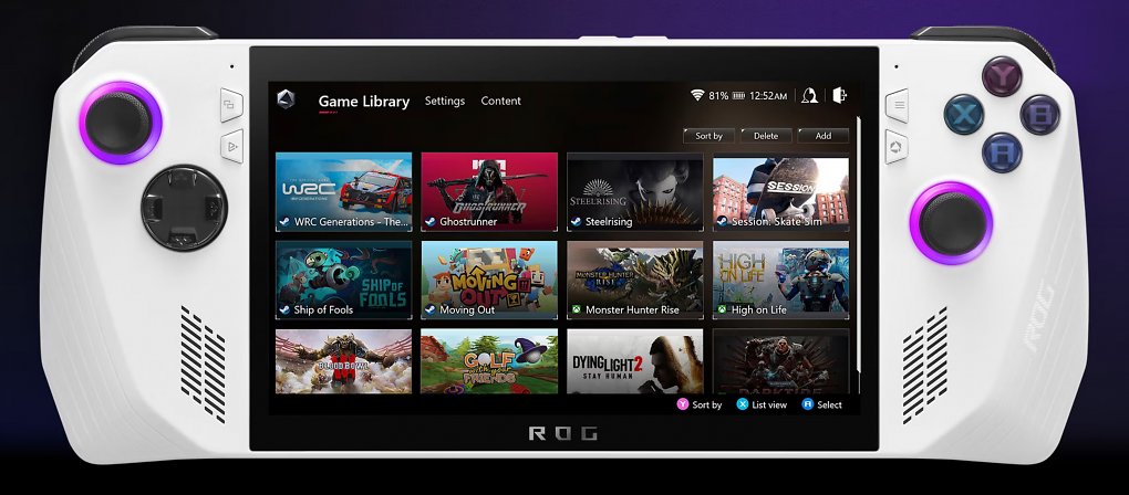 Die Bibliothek von Armoury Crate SE bündelt Steam, GOG, Epic Games und den Xbox Game Pass