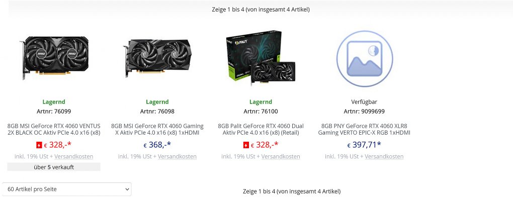Die Nvidia Geforce RTX 4060 verkauft sich bei Mindfactory im Grunde gar nicht