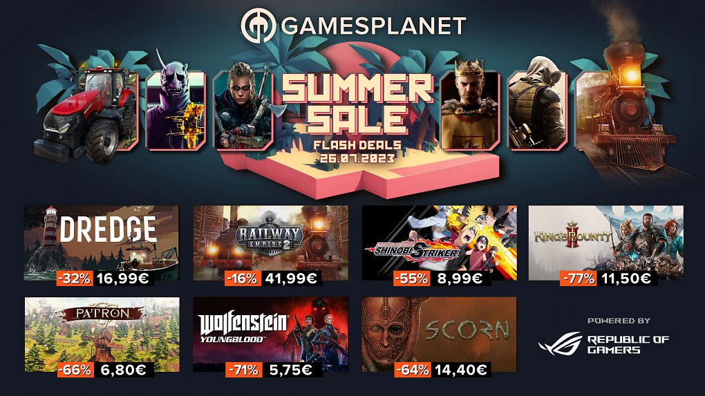 Beim Gamesplanet Summer Sale 2023 gibt es täglich neue PC-Spiele im Angebot.