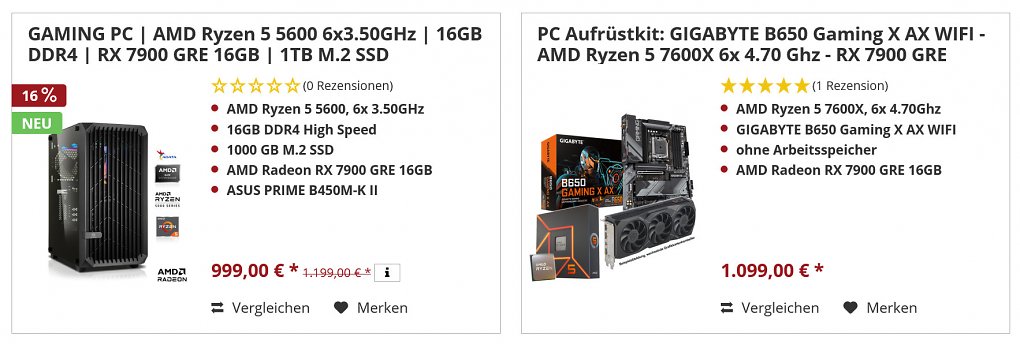 Neue Konfigurationen und ein neues Upgrade-Kit samt AMD Radeon RX 7900 GRE