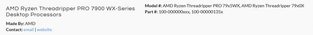 Ryzen Threadripper 7900X und Ryzen Threadripper 7905WX in einem Dokument von AMD