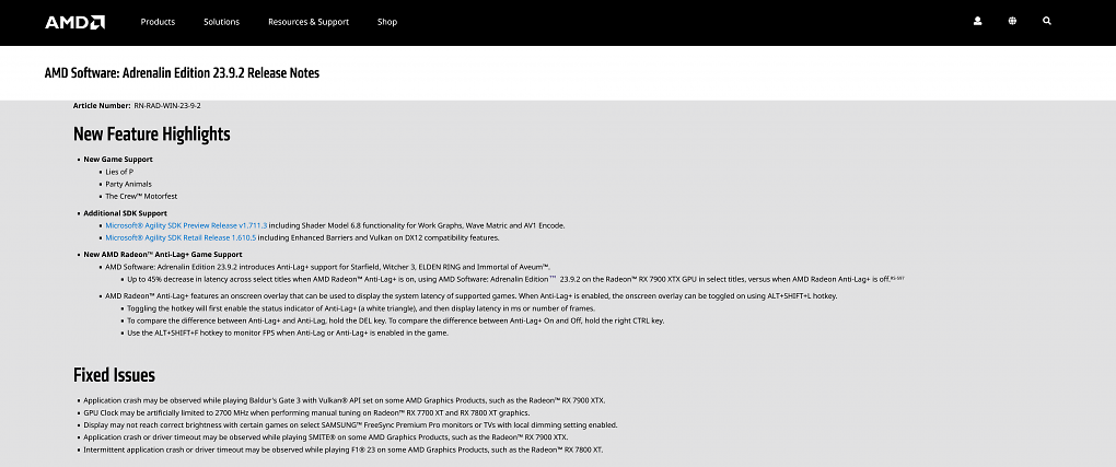 AMD Adrenalin Edition 23.9.2 WQHL - Release Notes