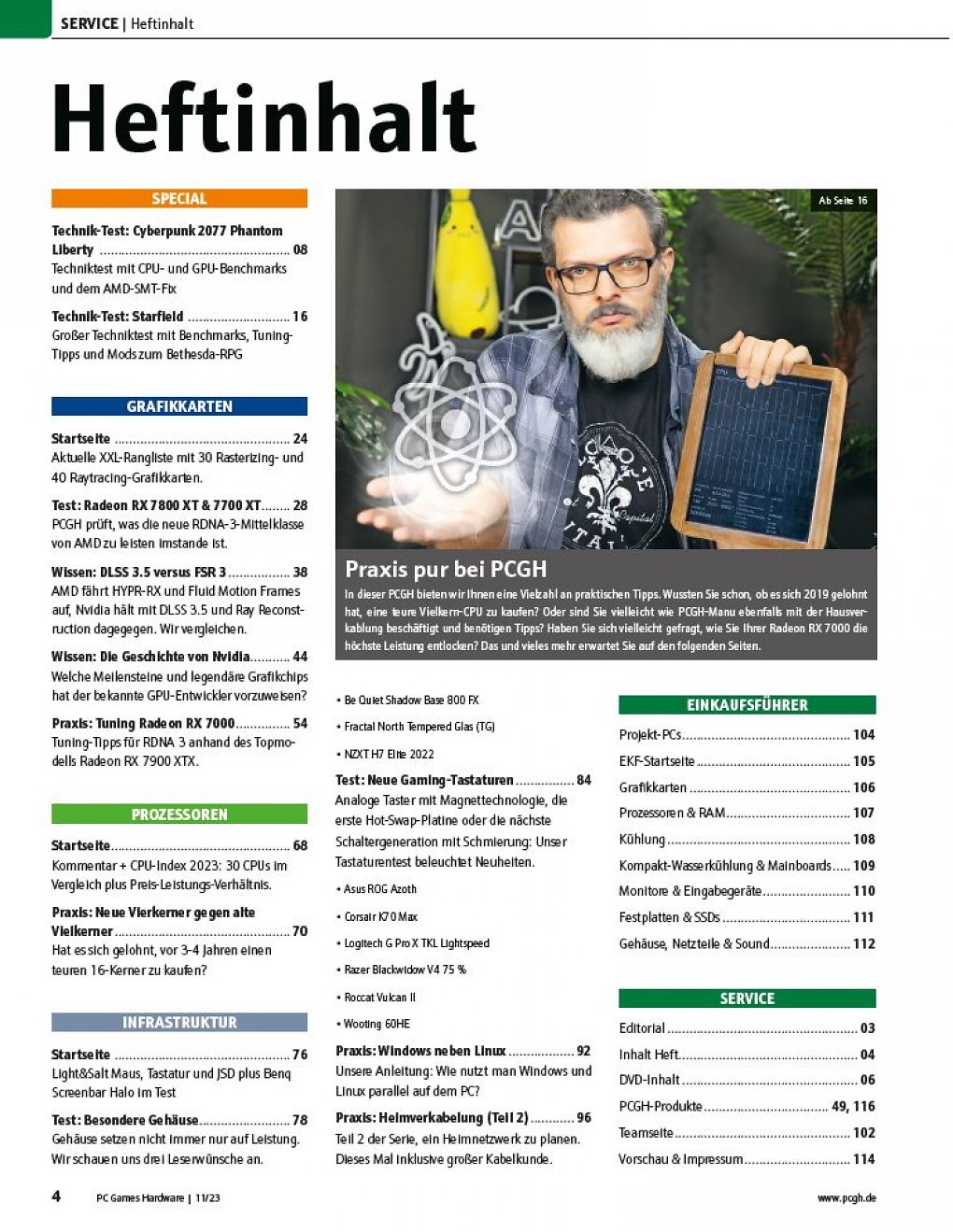 In unserem <strong>Inhaltsverzeichnis </strong>sind alle größeren Themen und Artikel unseres Hefts übersichtlich aufgelistet.
