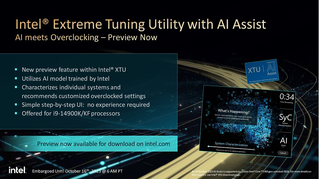Intel XTU mit AI Assist steht ausschließlich dem Core i9-14900K und Core i9-14900KF zur Verfügung
