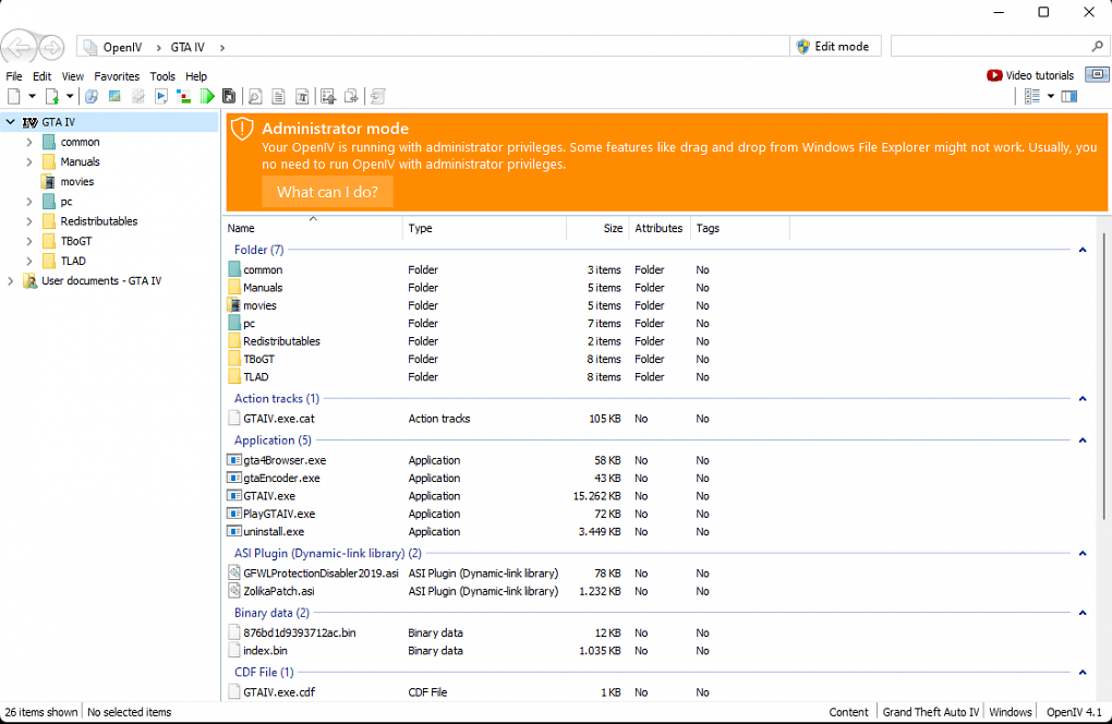 Ein Backup der zu bearbeitenden Archive ist bei der Nutzung von OpenIV dringend empfohlen. Im Bestenfall können Sie aus einer Ihrer Sicherheitskopien die entsprechenden Dateien wiederherstellen, falls eine Modifikation sich als doch inkompatibel mit anderen herausstellt.