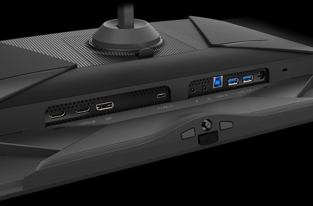 Der Aorus FO27Q3 kann über HDMI 2.1, Displayport 1.4 und USB-C angebunden werden. Zusätzlich gibt es einen integrierten USB-/Audio-Verteiler.