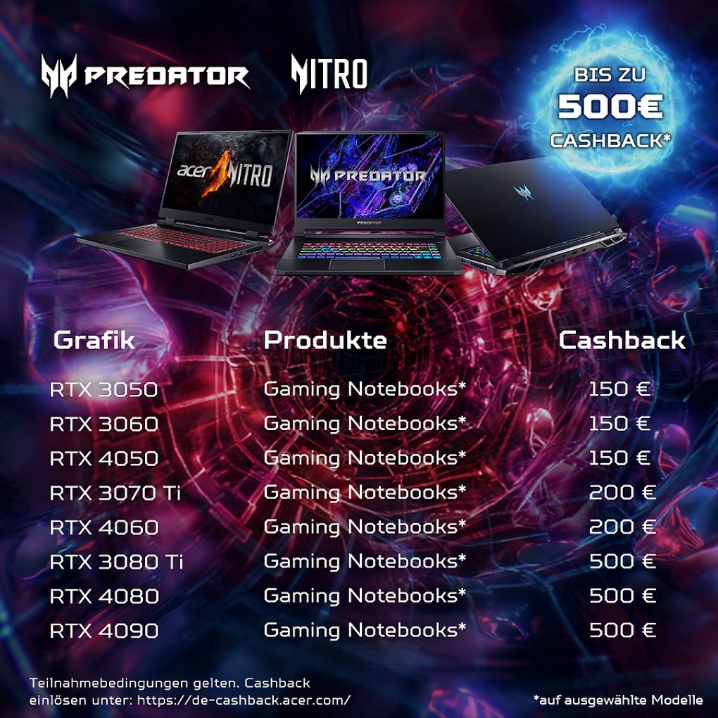 Bis zu 500 Euro für RTX 4090: Acer startet Cashback-NB-Kampagne (2)