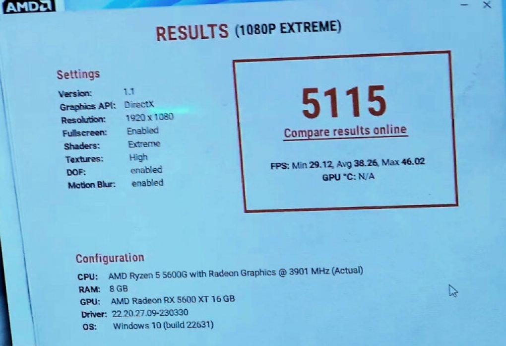 Radeon RX 5600 XT 16 GiB: 5.115 Punkte im Superposition-Benchmark.