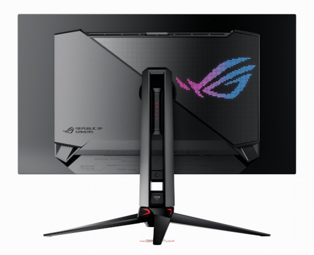 Rückseite des Asus ROG Swift OLED PG32UCDM.
