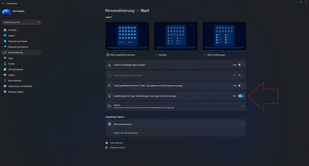 Startmenü