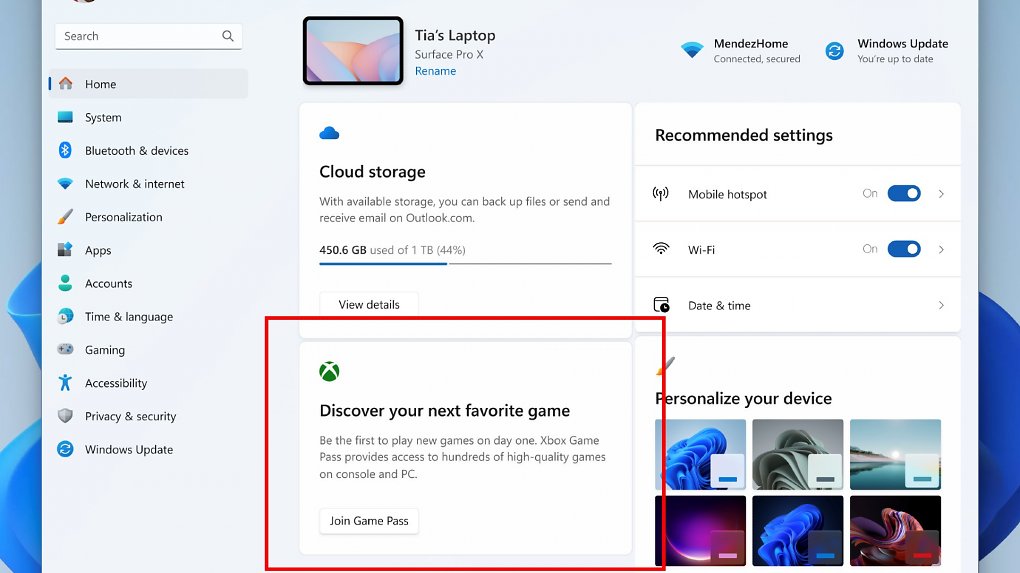 Windows 11: Update bringt Werbung für Xbox Game Pass in die Einstellungen