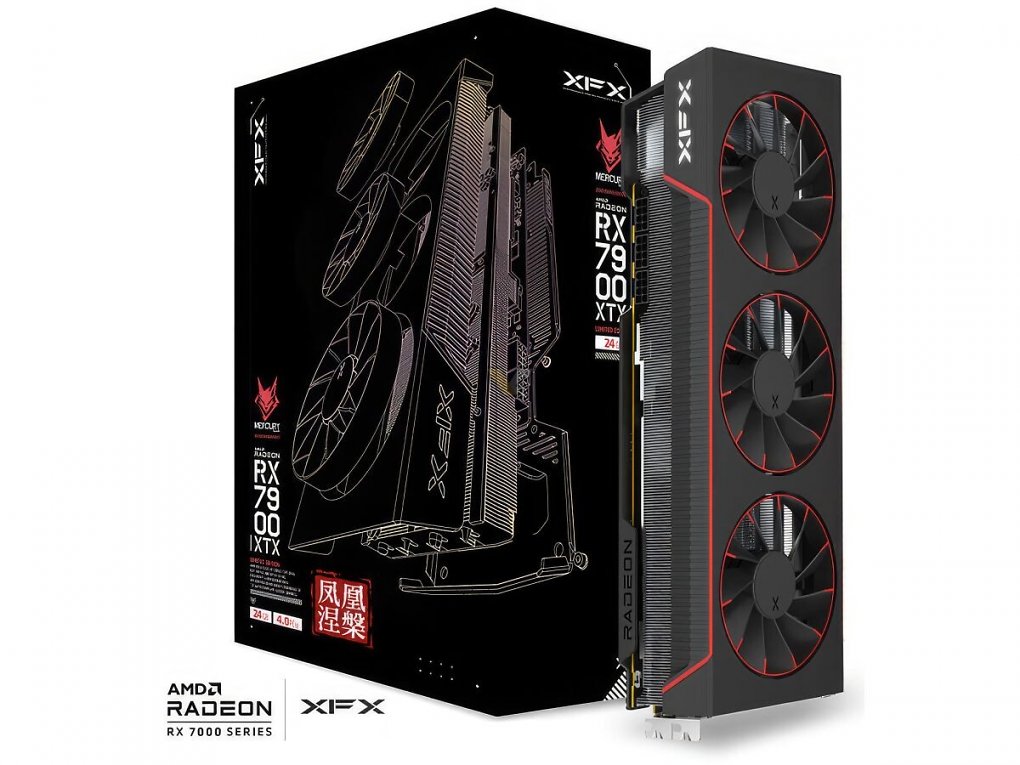 Die Cina-exklusive XFX RX 7900 XTX Phoenix Nirvana inklusive Verpackung.