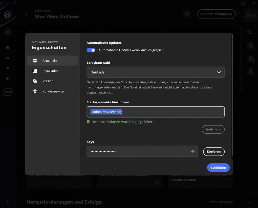 Outlaw-Optionen freischalten: '-unlockmaxsettings' im Ubi-Launcher eintragen, speichern, starten.