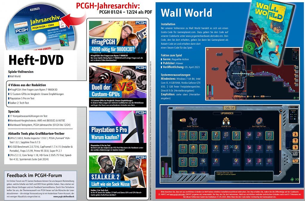 In der DVD-Ausgabe finden Sie nicht nur weitergehende Artikelmaterialien, Videos und Tools, sondern auch <a href='de.gamesplanet.com/game/wall-world-steam-key--6267-1'><strong>Wall World</strong></a><strong> </strong>als Steam-Vollversion.
