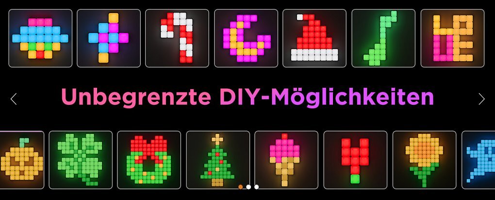 Parallel zu den Hexagons hat Govee auch Mini-Panels im Sortiment, mit denen man auch Pixel-Bilder an der Wand bauen kann - auch diese sind befristet reduziert.